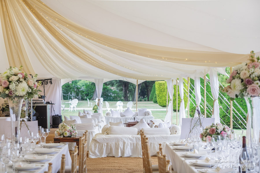 wedding tent lounging area